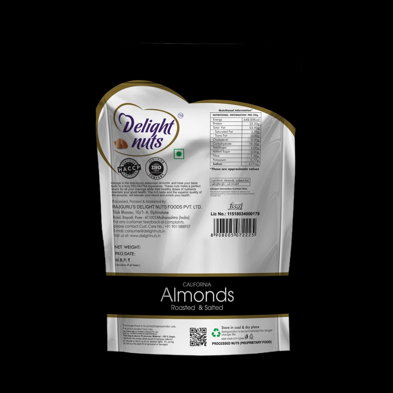 Dlight Nuts Roated and Salted Almonds thumbnail 2