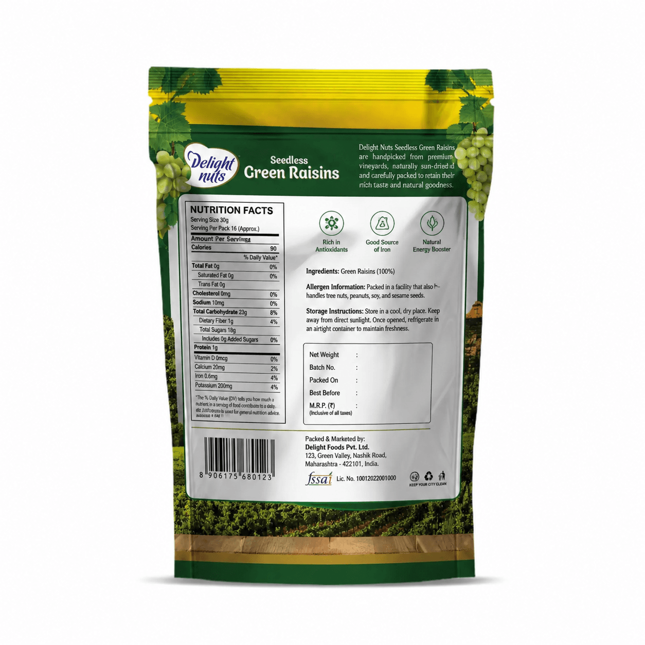 Delight Nuts Seedless Green Raisins thumbnail 2